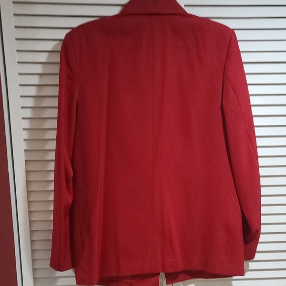 Angelica For Mary Kay Bold Red Jacket Blazer 12 Tall PTP 20 - Picture 9 of 11